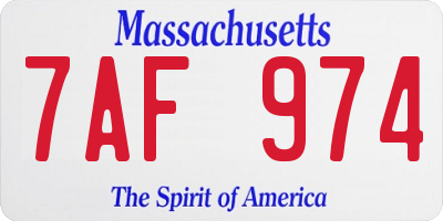 MA license plate 7AF974