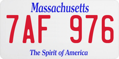 MA license plate 7AF976