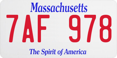 MA license plate 7AF978
