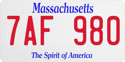 MA license plate 7AF980