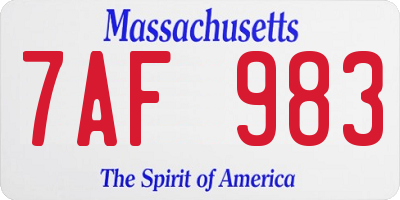 MA license plate 7AF983