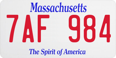 MA license plate 7AF984
