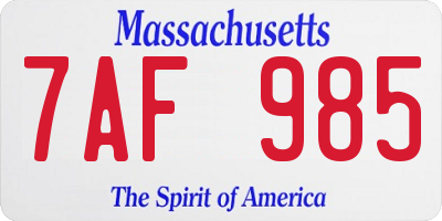 MA license plate 7AF985