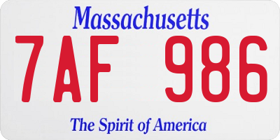 MA license plate 7AF986