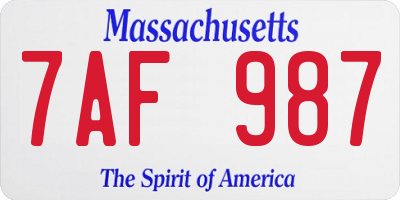 MA license plate 7AF987
