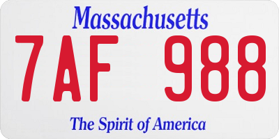 MA license plate 7AF988