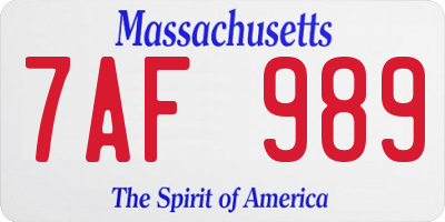 MA license plate 7AF989