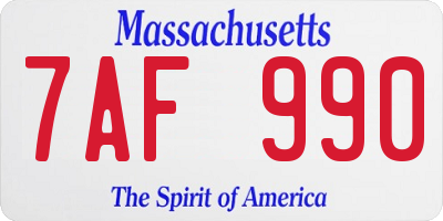 MA license plate 7AF990