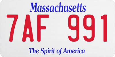 MA license plate 7AF991