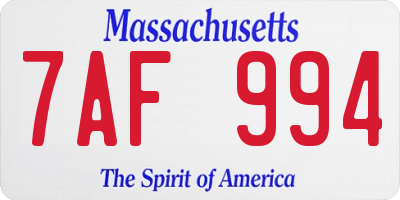 MA license plate 7AF994