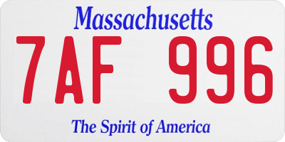MA license plate 7AF996