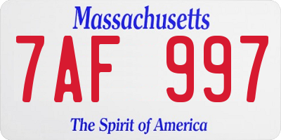 MA license plate 7AF997