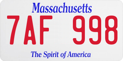 MA license plate 7AF998
