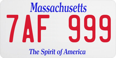 MA license plate 7AF999