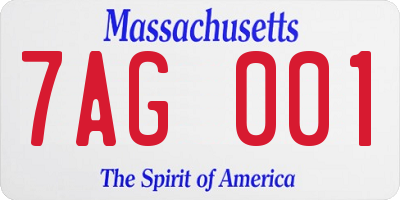 MA license plate 7AG001