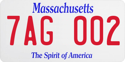 MA license plate 7AG002