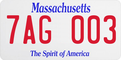 MA license plate 7AG003