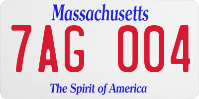 MA license plate 7AG004
