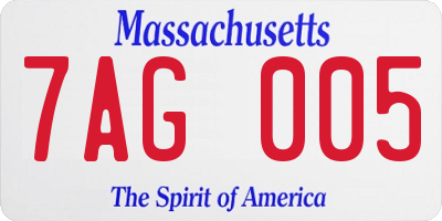 MA license plate 7AG005