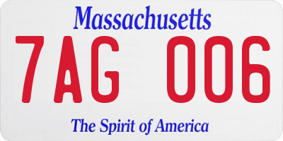 MA license plate 7AG006