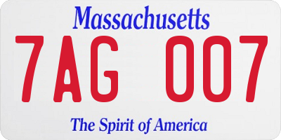 MA license plate 7AG007
