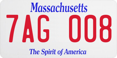 MA license plate 7AG008