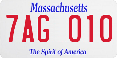 MA license plate 7AG010