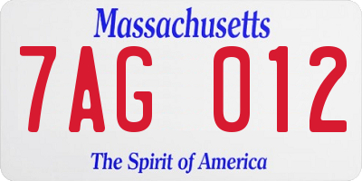 MA license plate 7AG012