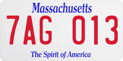 MA license plate 7AG013