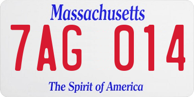 MA license plate 7AG014