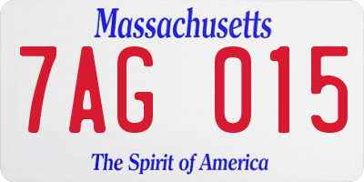 MA license plate 7AG015
