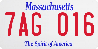 MA license plate 7AG016
