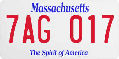 MA license plate 7AG017