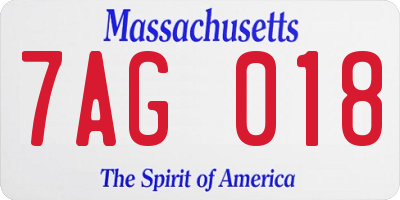 MA license plate 7AG018