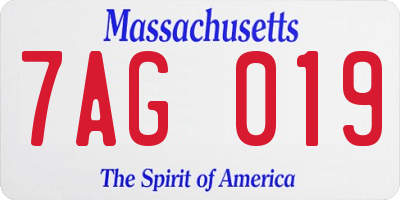 MA license plate 7AG019