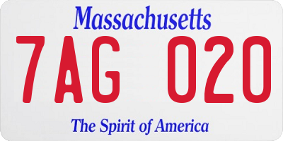 MA license plate 7AG020