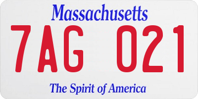 MA license plate 7AG021