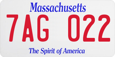 MA license plate 7AG022