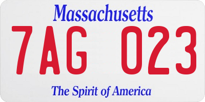 MA license plate 7AG023