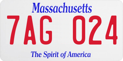 MA license plate 7AG024