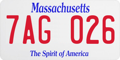 MA license plate 7AG026