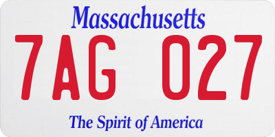 MA license plate 7AG027
