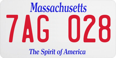 MA license plate 7AG028