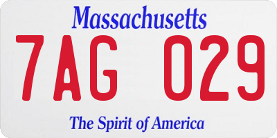 MA license plate 7AG029
