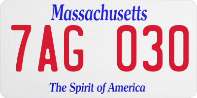 MA license plate 7AG030