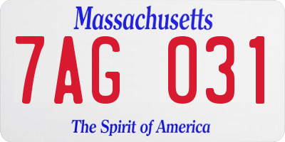 MA license plate 7AG031
