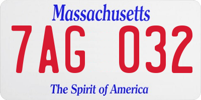 MA license plate 7AG032