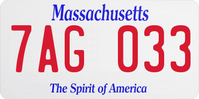 MA license plate 7AG033