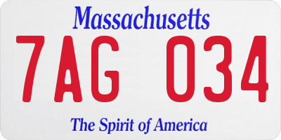 MA license plate 7AG034