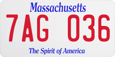 MA license plate 7AG036